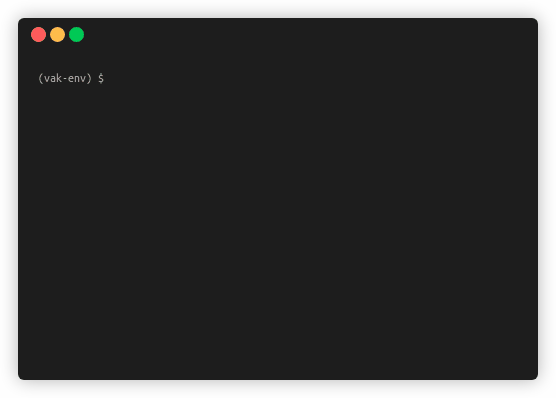terminal showing vak help command output
